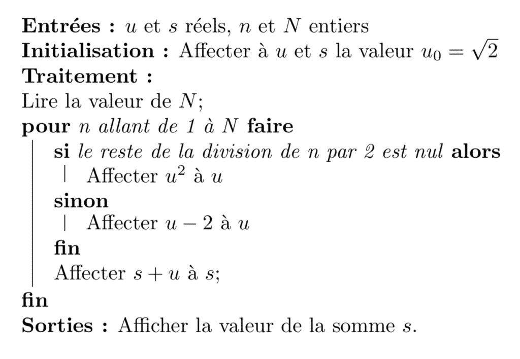 Les cours de ALGORITHME